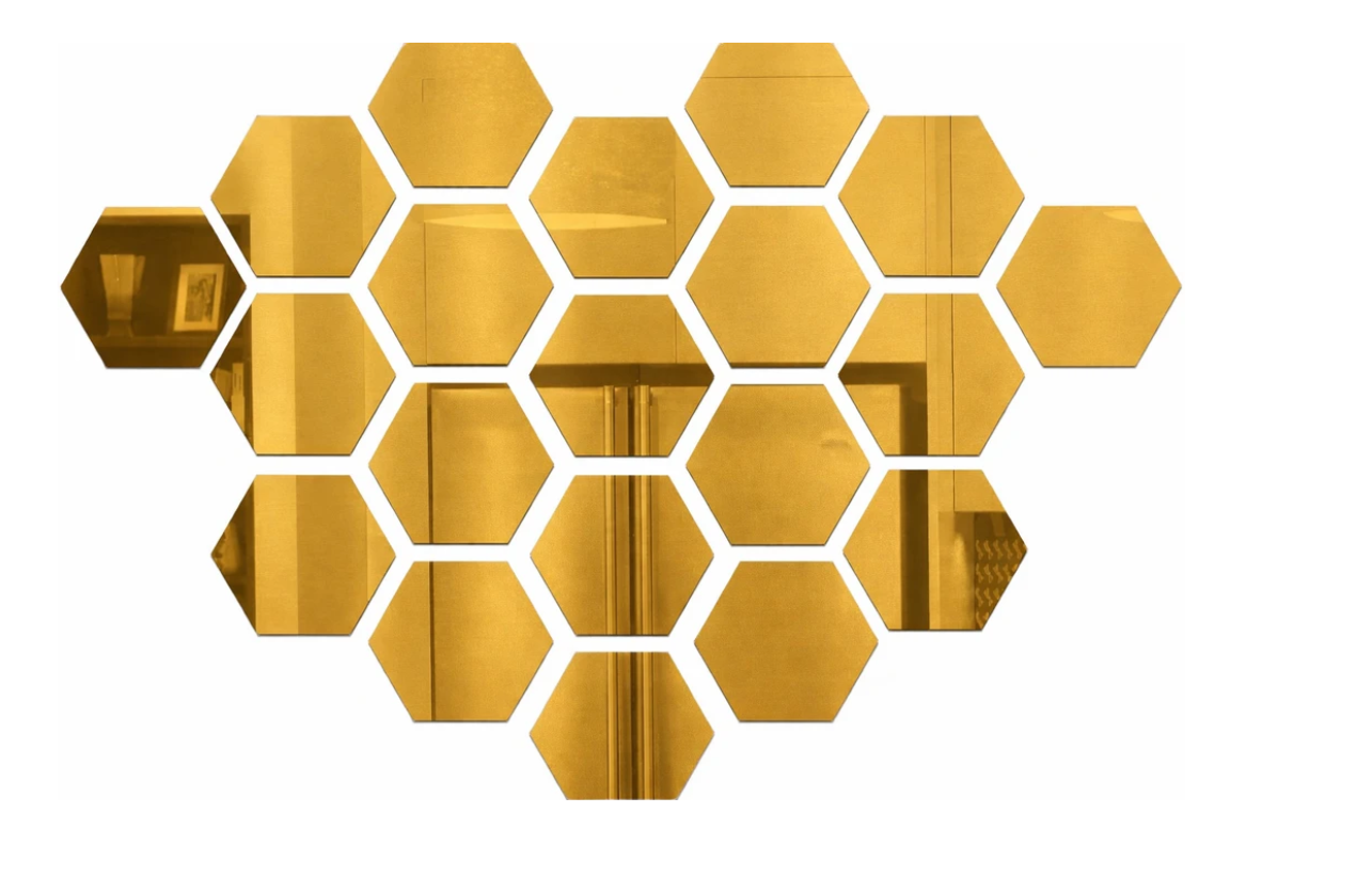 wolkwogg 3D Hexagon Acrylic Mirror Wall Stickers Decorative for L...more - Image 2