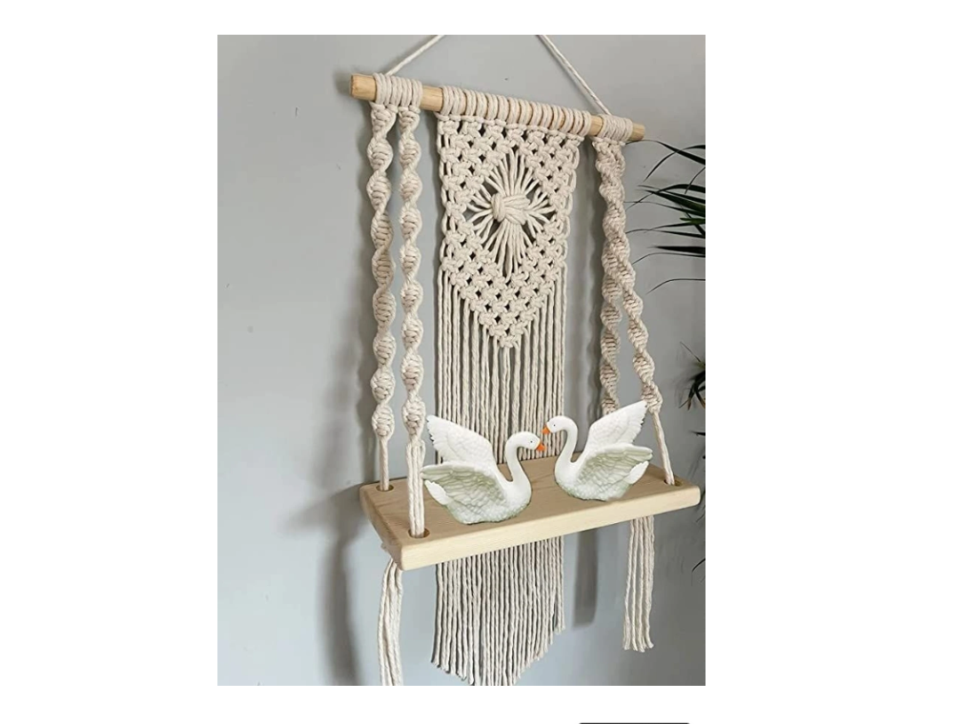 Ipsit Macrame wall hanging shelves for bedroom and bathroom (21 i...more