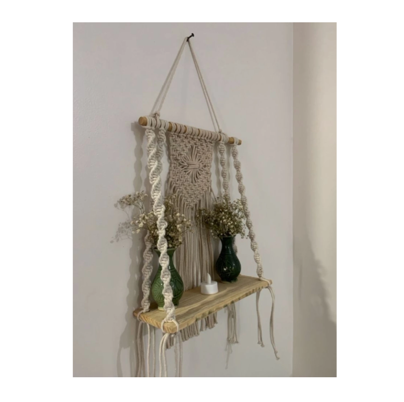 Ipsit Macrame wall hanging shelves for bedroom and bathroom (21 i...more - Image 3